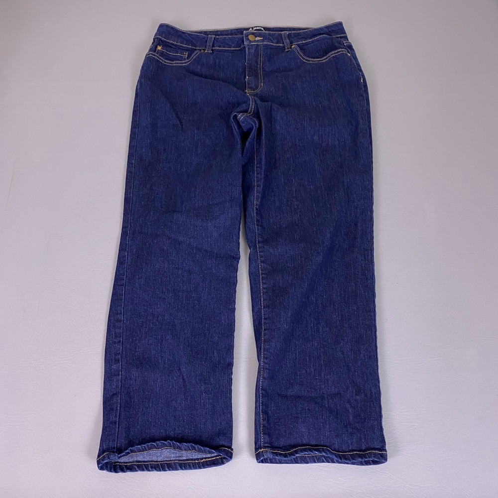 d.jeans Women's Size 14 Blue Dark Wash Straight‎ Leg High Rise Cropped Jeans